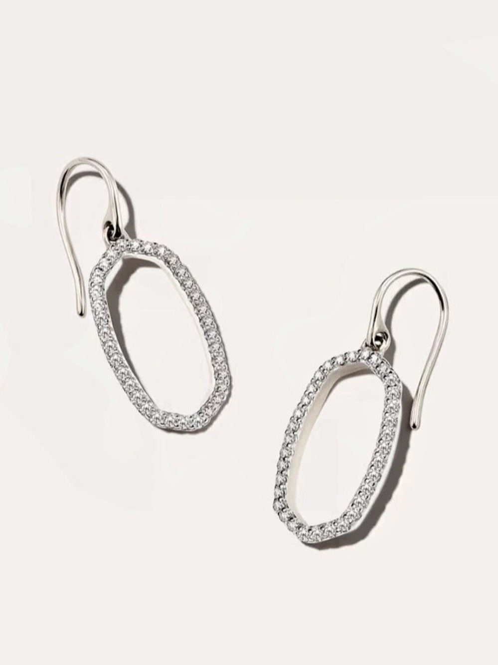Kendra Scott Lee 14k White Gold Open Frame Earrings in White Diamond, White &